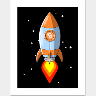 Bitcoin Rocket - Funny Crypto Moon Joke Blockchain Investor Posters and Art